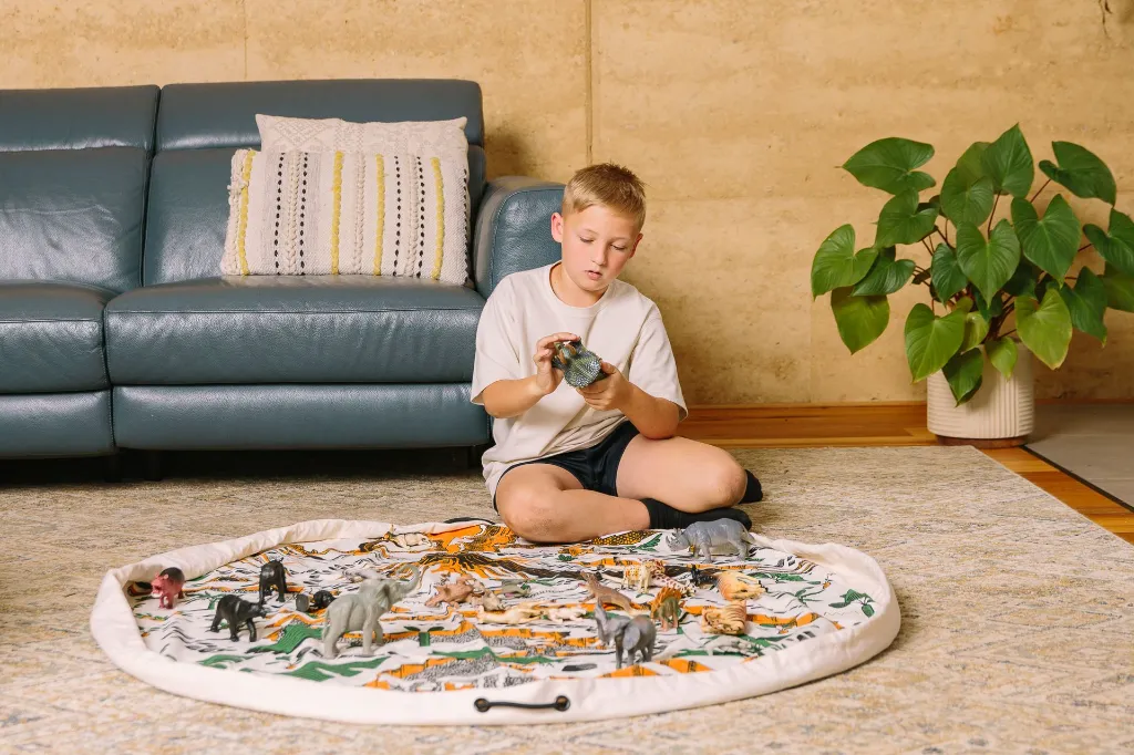 Printed Play Pouch Dino Island open play.webp